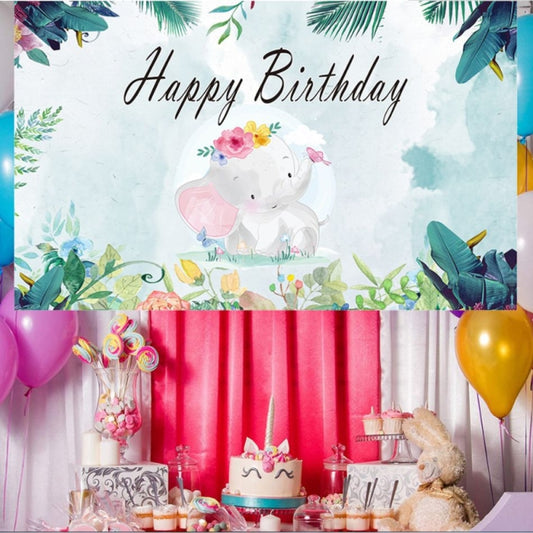 150x100cm Cartoon Cute Elephant Birthday Theme Party Decoration Photography Background Cloth by buy2fix
