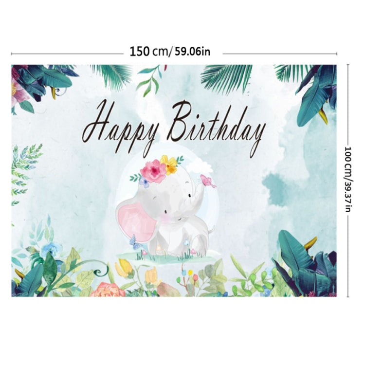 150x100cm Cartoon Cute Elephant Birthday Theme Party Decoration Photography Background Cloth by buy2fix