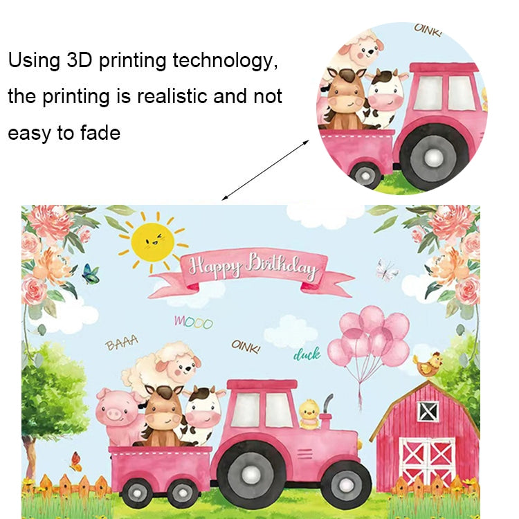 150 x 100cm Farm Animal Truck Backdrop Boy Happy Birthday Background Party Decorations by buy2fix