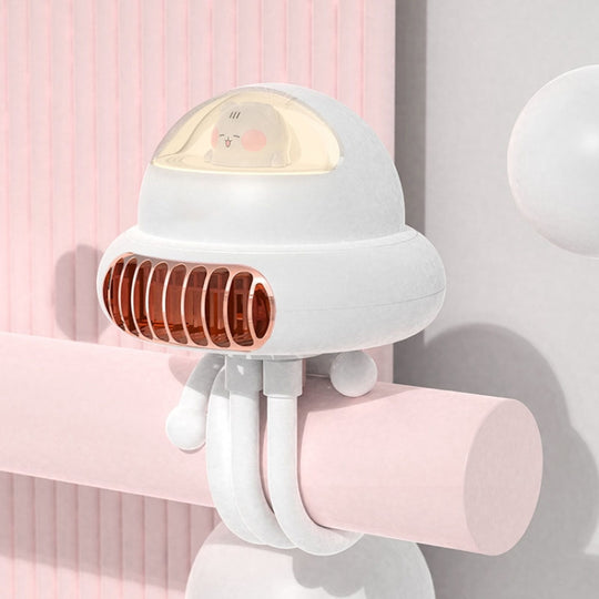 Ventilateur de poussette à tête secouée, sans feuilles, poulpe, silencieux, Mini ventilateur Portable, Version à tête secouée (blanc)