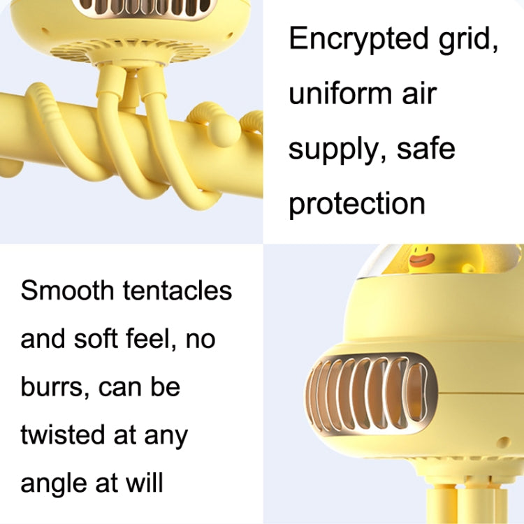 Shaking Head Stroller Fan Leafless Octopus Mute Portable Mini Fan Shaking Head Version (Yellow) by buy2fix