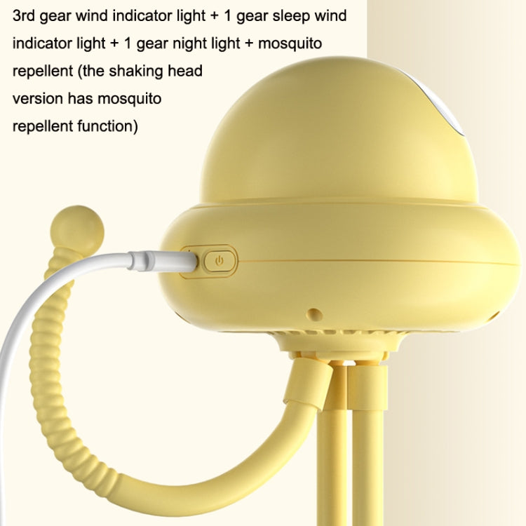 Shaking Head Stroller Fan Leafless Octopus Mute Portable Mini Fan Shaking Head Version (Yellow) by buy2fix