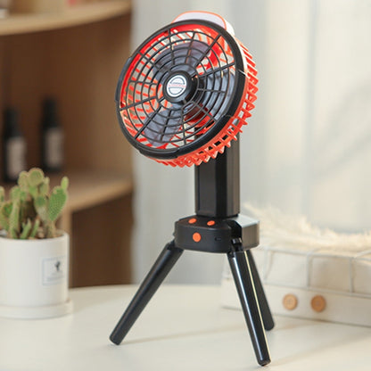Outdoor Camping USB Charging Fan Tent Swing Head Fan With Tripod LED Light(Black Orange) by buy2fix