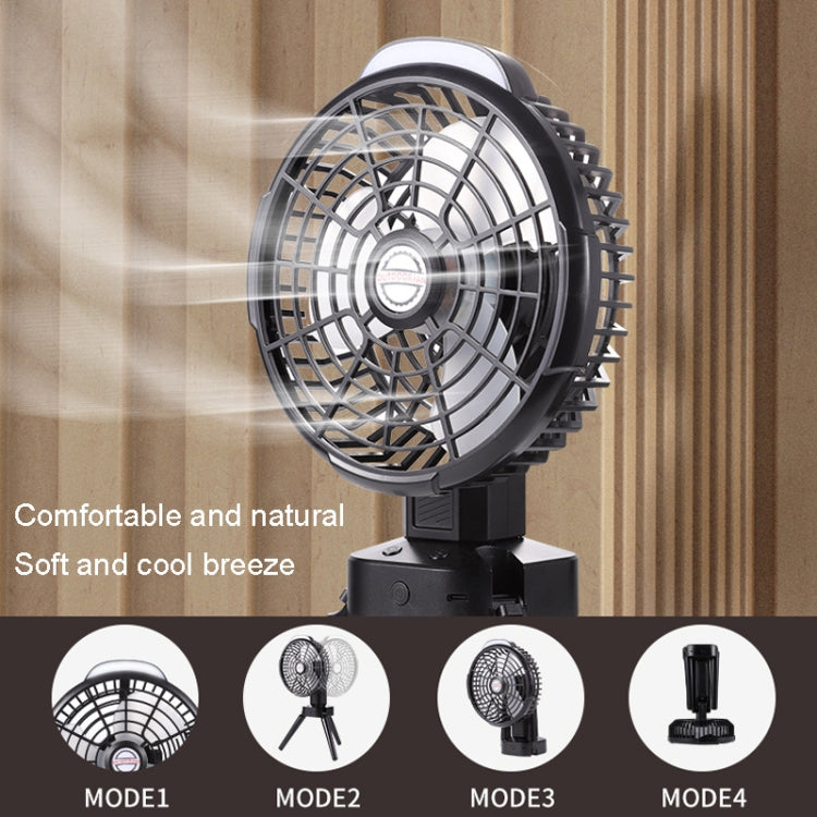 Outdoor Camping USB Charging Fan Tent Swing Head Fan With Tripod LED Light(Black Orange) by buy2fix