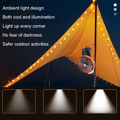 Outdoor Camping USB Charging Fan Tent Swing Head Fan With Tripod LED Light(Black Orange) by buy2fix