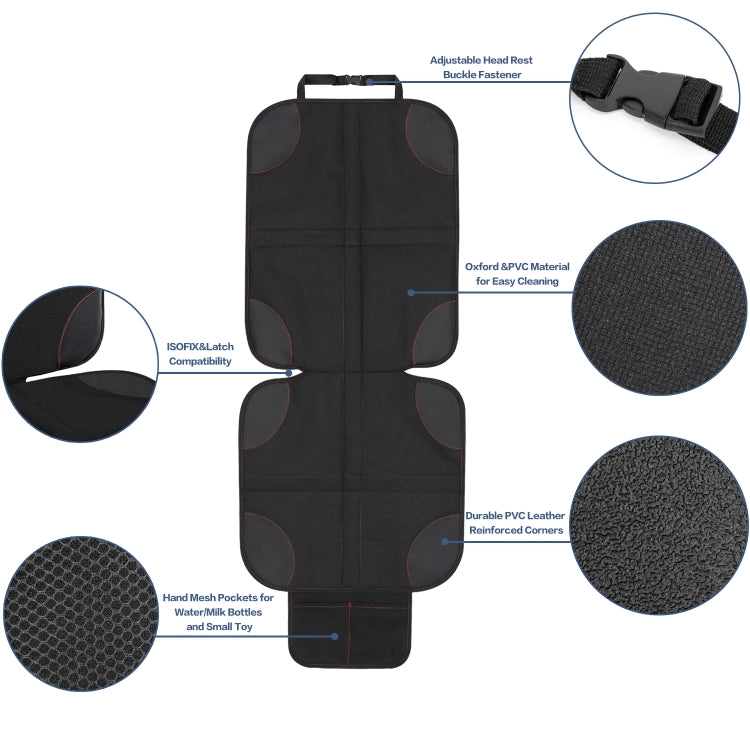 2pcs Child Car Seat Protector Non-Slip Base Material + Waterproof 600D Fabric(Black Line) by buy2fix