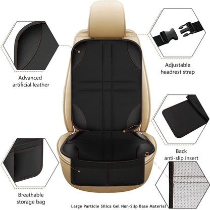 2pcs Child Car Seat Protector Non-Slip Base Material + Waterproof 600D Fabric(Black Line) by buy2fix
