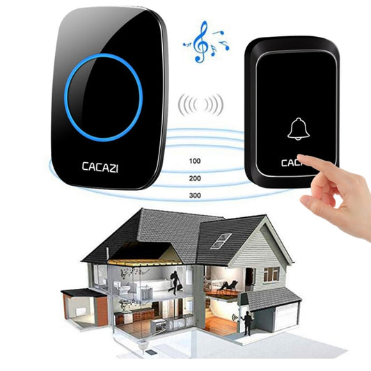CACAZI A06-DC 1 To 1 Battery Type Smart Home Wireless Waterproof Music Doorbell(Black) - Wireless Doorbell by CACAZI | Online Shopping UK | buy2fix