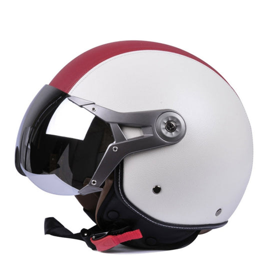 GXT Electric Vehicle Half Cover Four Seasons Retro Helmet, Size: XL(White Red)