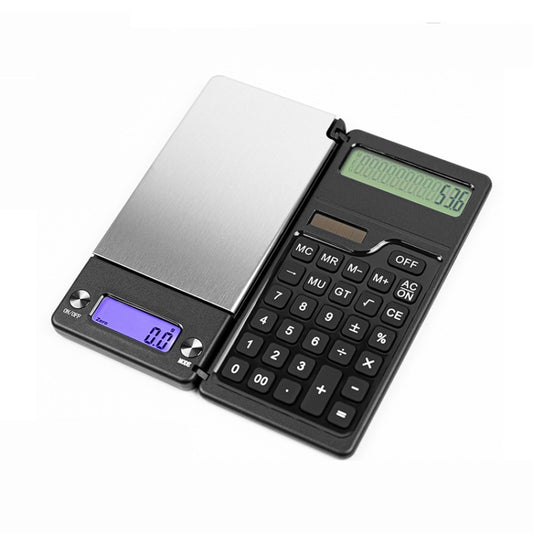 0.1g/1kg Kitchen Digital Scale Pocket Scale With Solar Calculator(Black) - Jewelry Scales by buy2fix | Online Shopping UK | buy2fix
