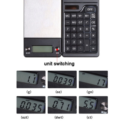 0.1g/1kg Kitchen Digital Scale Pocket Scale With Solar Calculator(Black) - Jewelry Scales by buy2fix | Online Shopping UK | buy2fix
