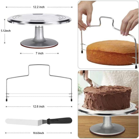 22 In 1  Aluminum Alloy Cake Turntable Piping Tip Set DIY Baking Tools - Baking Pastry Tools by buy2fix | Online Shopping UK | buy2fix