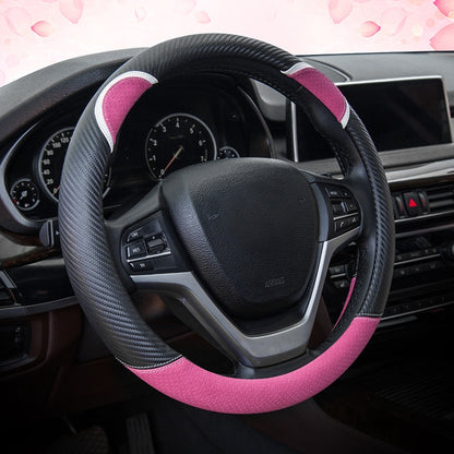 38cm Cute Rabbit Women Cartoon Car Steering Wheel Cover, Color: Round Black Rose Red - Steering Wheel Accessories by buy2fix | Online Shopping UK | buy2fix