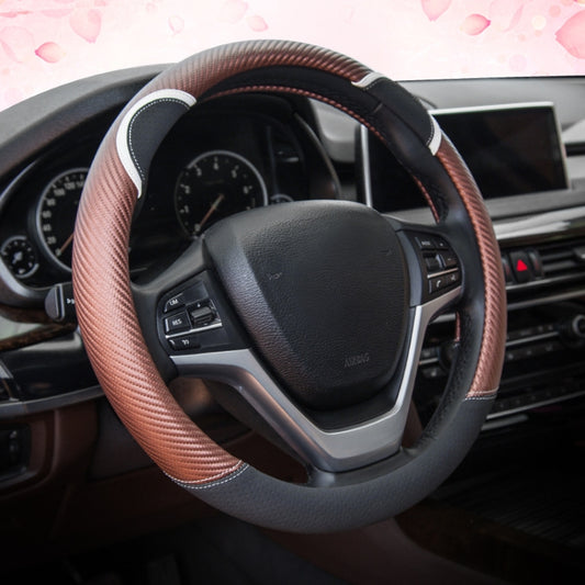 38cm Cute Rabbit Women Cartoon Car Steering Wheel Cover, Color: Round Black Boffee - Steering Wheel Accessories by buy2fix | Online Shopping UK | buy2fix