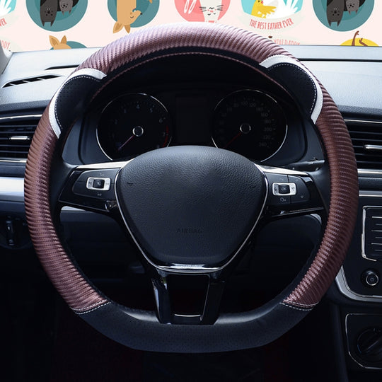 38cm Cute Rabbit Women Cartoon Car Steering Wheel Cover, Color: D Type Black Coffee
