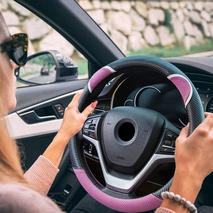 38cm Cute Rabbit Women Cartoon Car Steering Wheel Cover, Color: Round Black Pink - Steering Wheel Accessories by buy2fix | Online Shopping UK | buy2fix
