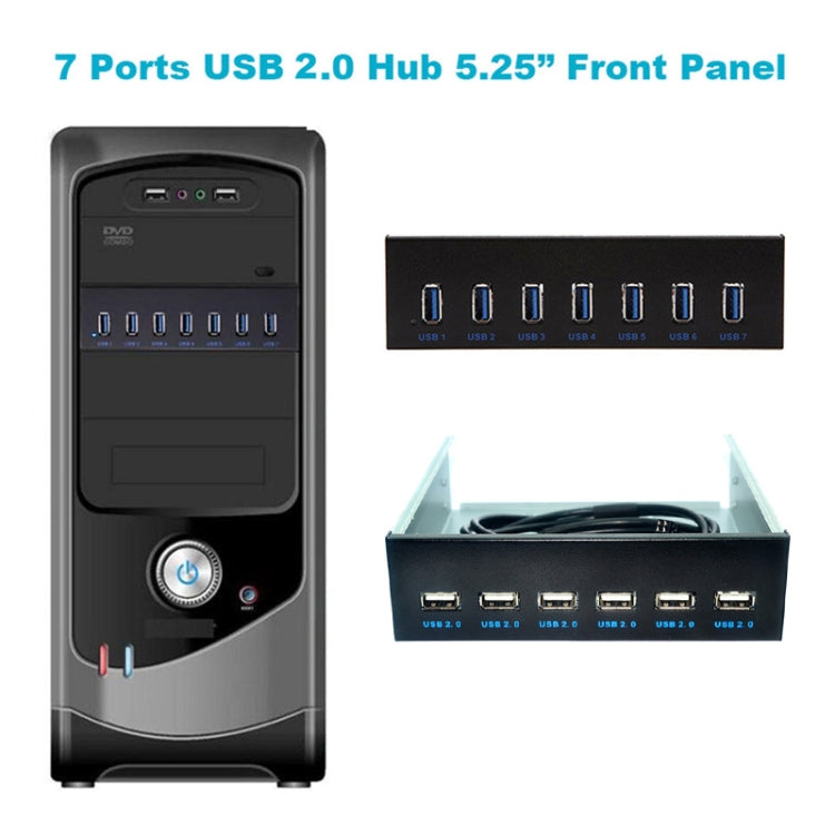 7 Port USB2.0 Optical Drive Bit Front Panel, Style: Flat Mouth by buy2fix
