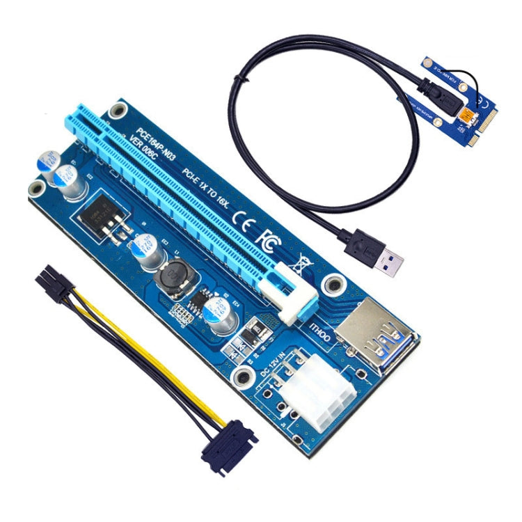 PCE164P-N03 VER006C Mini PCI-E 1X To 16X Riser For Laptop External Image Card, Spec: Blue Board 6pin by buy2fix
