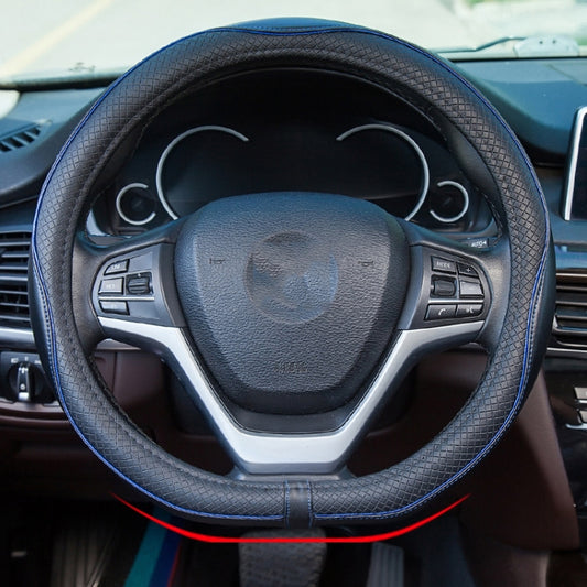 38cm Car Embossed Leather Steering Wheel Cover, Color: D Type Black - Steering Wheel Accessories by buy2fix | Online Shopping UK | buy2fix