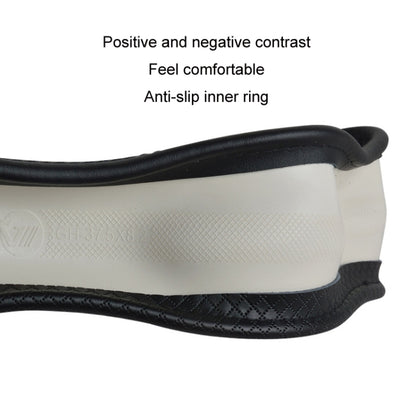 38cm Car Embossed Leather Steering Wheel Cover, Color: Black Light Coffee - Steering Wheel Accessories by buy2fix | Online Shopping UK | buy2fix