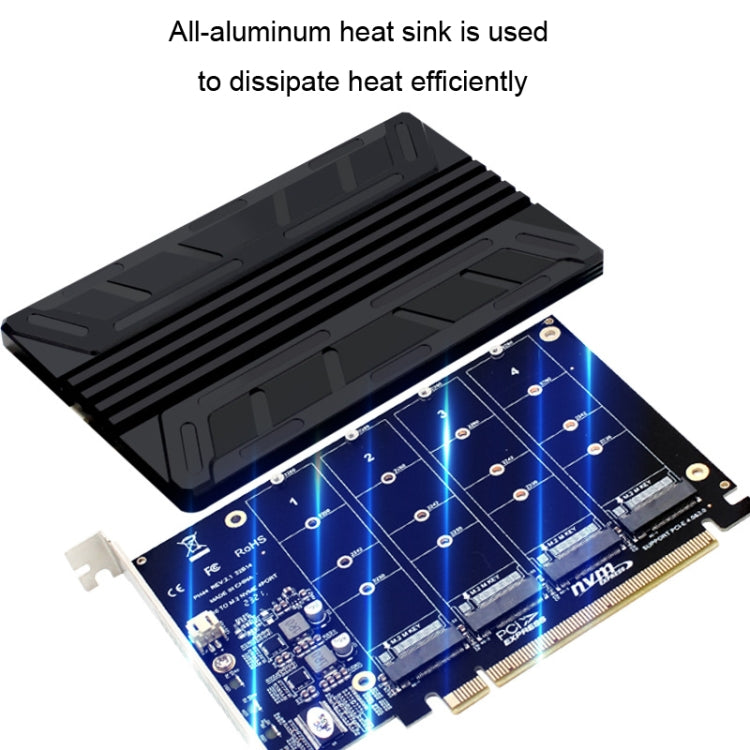 NVMe M.2 MKEY SSD RAID Array Motherboard PCIE Split Card Heatsink by buy2fix