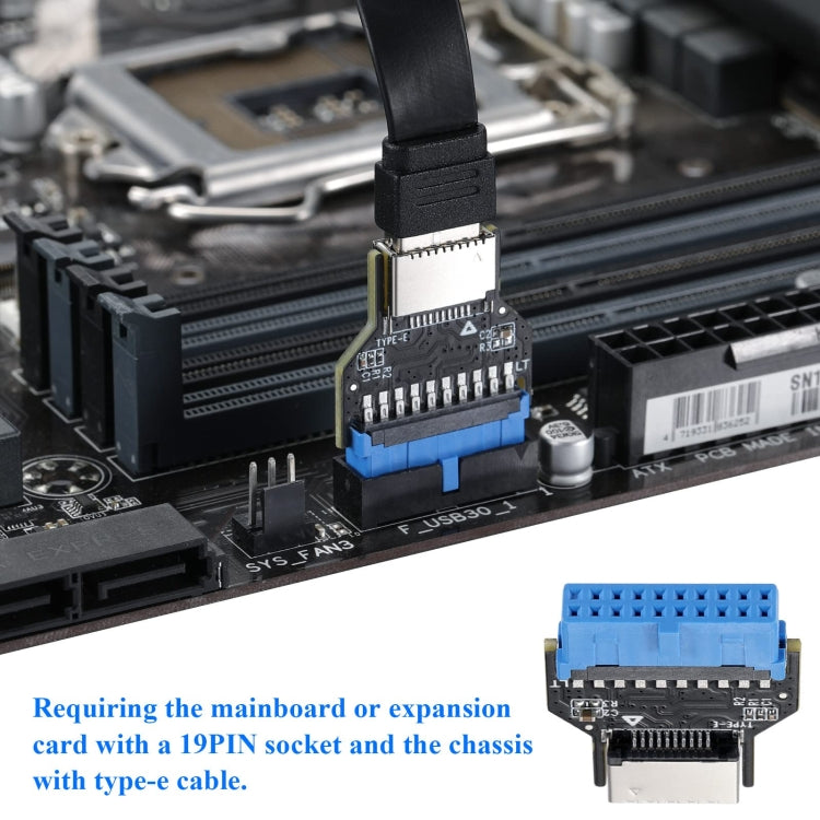USB 3.0 19PIN Header to Type-E Front A-Key Interface Extend USB Ports to PC, Spec: Up-high by buy2fix