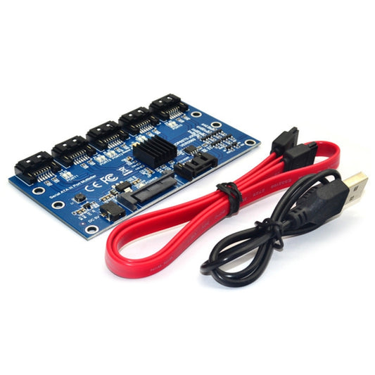 SATA2.0 3Gbps JMB321 Chip SATA Expansion Card 1 to 5 Port Riser Card by buy2fix