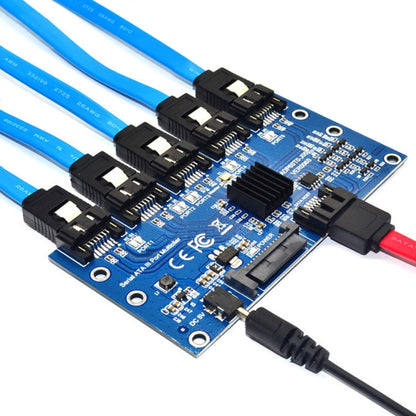 SATA2.0 3Gbps JMB321 Chip SATA Expansion Card 1 to 5 Port Riser Card by buy2fix