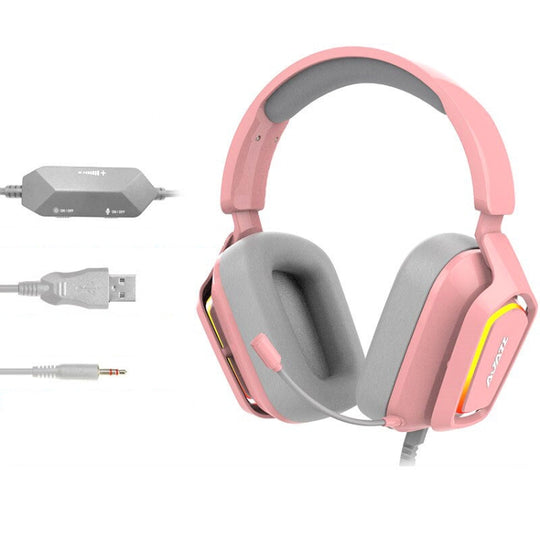 Ajazz AX368 Casque de reconnaissance audio de jeu d'ordinateur RVB Version 3,5 mm (Rose)