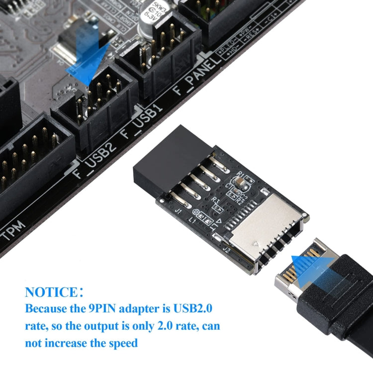 USB 2.0 Front Panel Header USB 9pin To USB 2.0 Type-E Internal Adapter by buy2fix