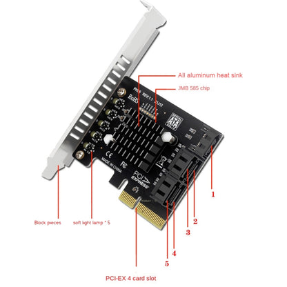 PCI-E To 5 SATA 3.0 Expansion Card(Semi High Baffle) by buy2fix