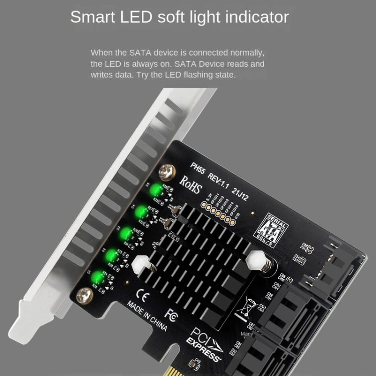 PCI-E To 5 SATA 3.0 Expansion Card(Full High Baffle) by buy2fix