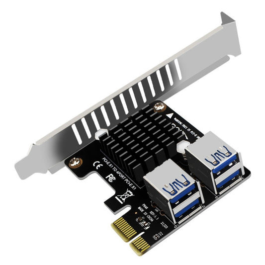 PCIE To PCI-E4 Port USB3.0 Expansion Card Graphics Card Extension(Full High Baffle) by buy2fix
