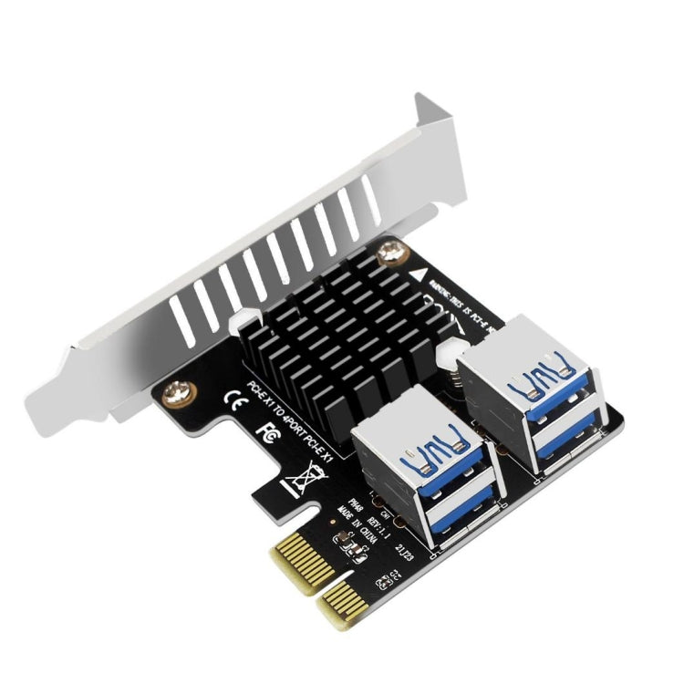 PCIE To PCI-E4 Port USB3.0 Expansion Card Graphics Card Extension(Half High Baffle) by buy2fix