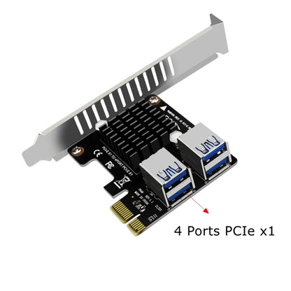 PCIE To PCI-E4 Port USB3.0 Expansion Card Graphics Card Extension(Half High Baffle) by buy2fix