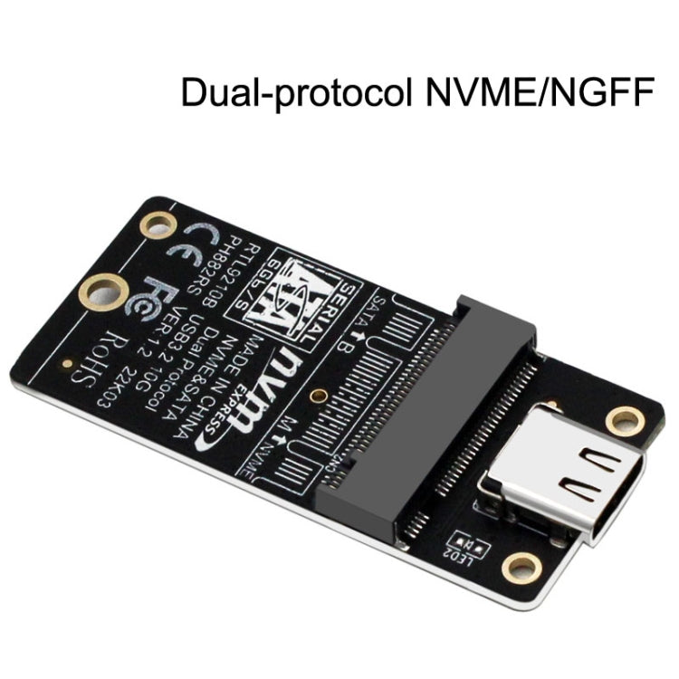 M.2 NVME Hard Disk Box Transfer Card RTL9210B Chip Type-C / USB-C USB3.1 Gen2 10Gbps(Black) by buy2fix