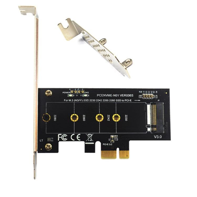 PCI-E 1X To M.2 NVME KEY-M SSD Riser Card Adapter With Baffle by buy2fix