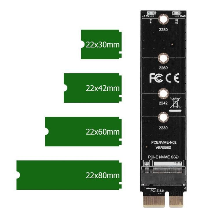 PCI-E 1X To M.2 NVME KEY-M SSD Riser Card Adapter With Baffle by buy2fix