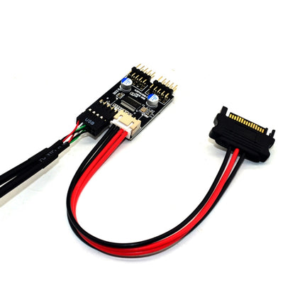USB2.0 9pin To Dual 9pin Header HUB 1 to 2 Extension Connector Adapter with SATA Power Cable by buy2fix