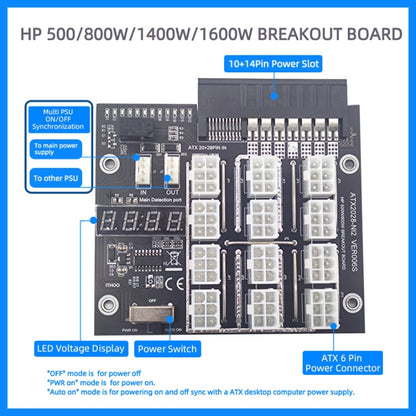 2200W To 6P Graphics Card Power Board For HP Server Power Supply(Black) by buy2fix