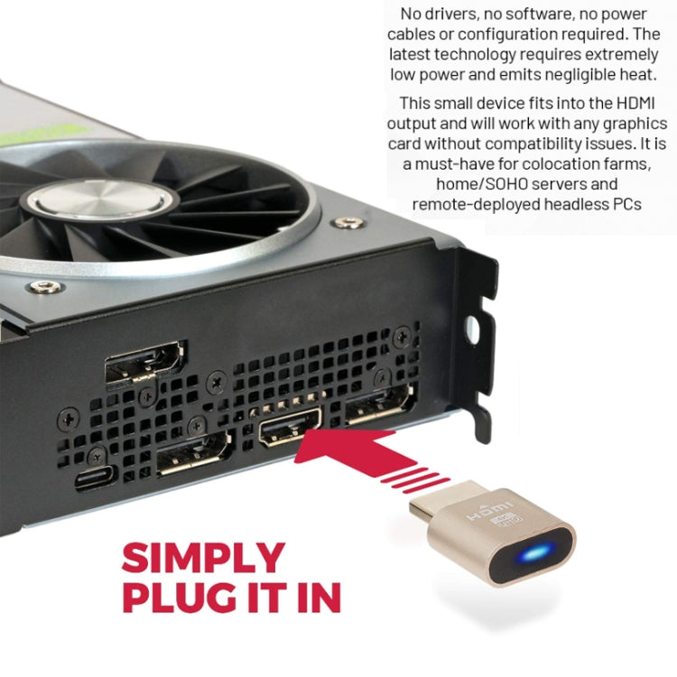 2pcs Graphics Card Spoofer HDMI Dummy Load Simulates HD Displays(Gold) by buy2fix