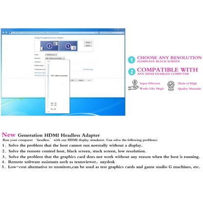 2pcs Graphics Card Spoofer HDMI Dummy Load Simulates HD Displays(Gold) by buy2fix