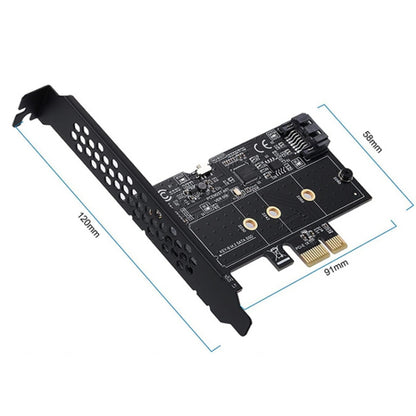 PCI-E to SATA3.0+M2 NGFF Expansion Card 6G Hard Disk Transfer Card(Black) by buy2fix