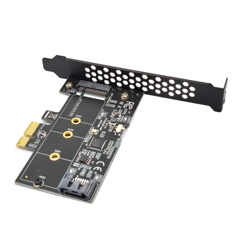 PCI-E to SATA3.0+M2 NGFF Expansion Card 6G Hard Disk Transfer Card(Black) by buy2fix