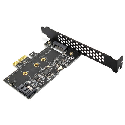 PCI-E to SATA3.0+M2 NGFF Expansion Card 6G Hard Disk Transfer Card(Black) by buy2fix