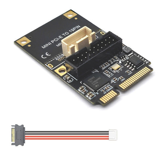 Mini PCI-E To USB3.2 GEN1 Front 19Pin 2 Ports Transfer Card Supports Half High S 4PIN Electric Point by buy2fix