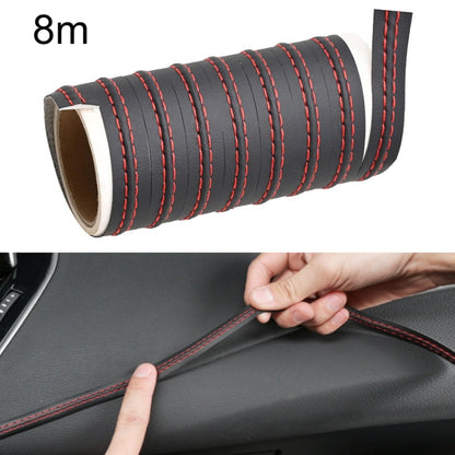 8m Car Center Console Interior Modification Leather Gap Strip(Black Red) by buy2fix