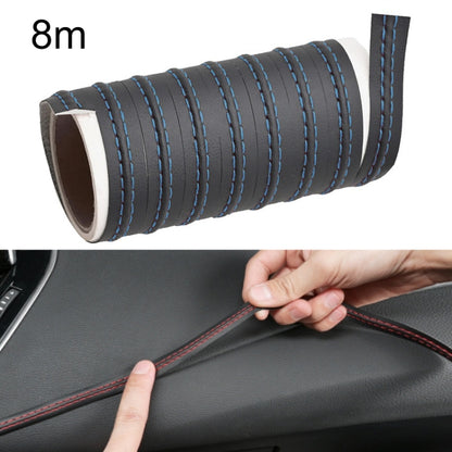 8m Car Center Console Interior Modification Leather Gap Strip(Black Blue) by buy2fix