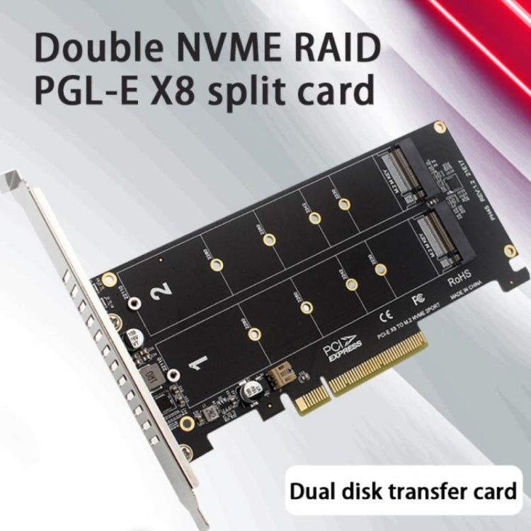 PCI-E X8 Double Disk Transfer Card NVME M.2 MKEY SSD RAID Array Expansion Adapter(PH45) by buy2fix