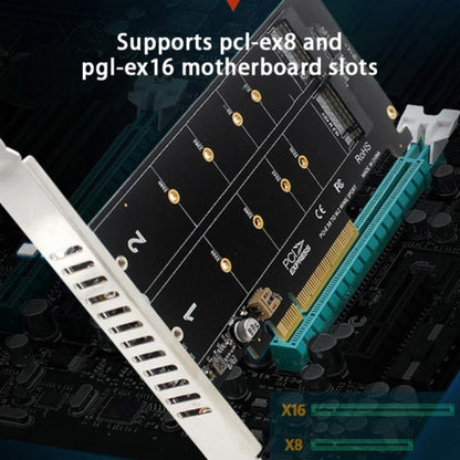 PCI-E X8 Double Disk Transfer Card NVME M.2 MKEY SSD RAID Array Expansion Adapter(PH45) by buy2fix